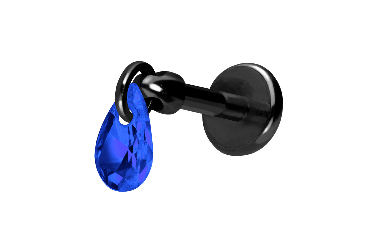 Titan Labret Piercing mit Push Fit KRISTALLTROPFEN